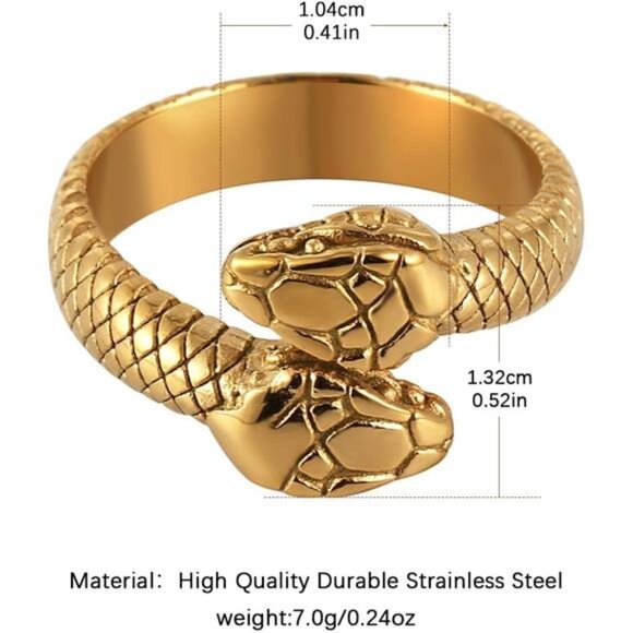 Retro Gothic Snake Ring – Unisex Stainless Steel Animal Jewelry - Picture 2 of 7